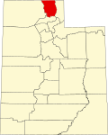 Map of Utah highlighting Cache County